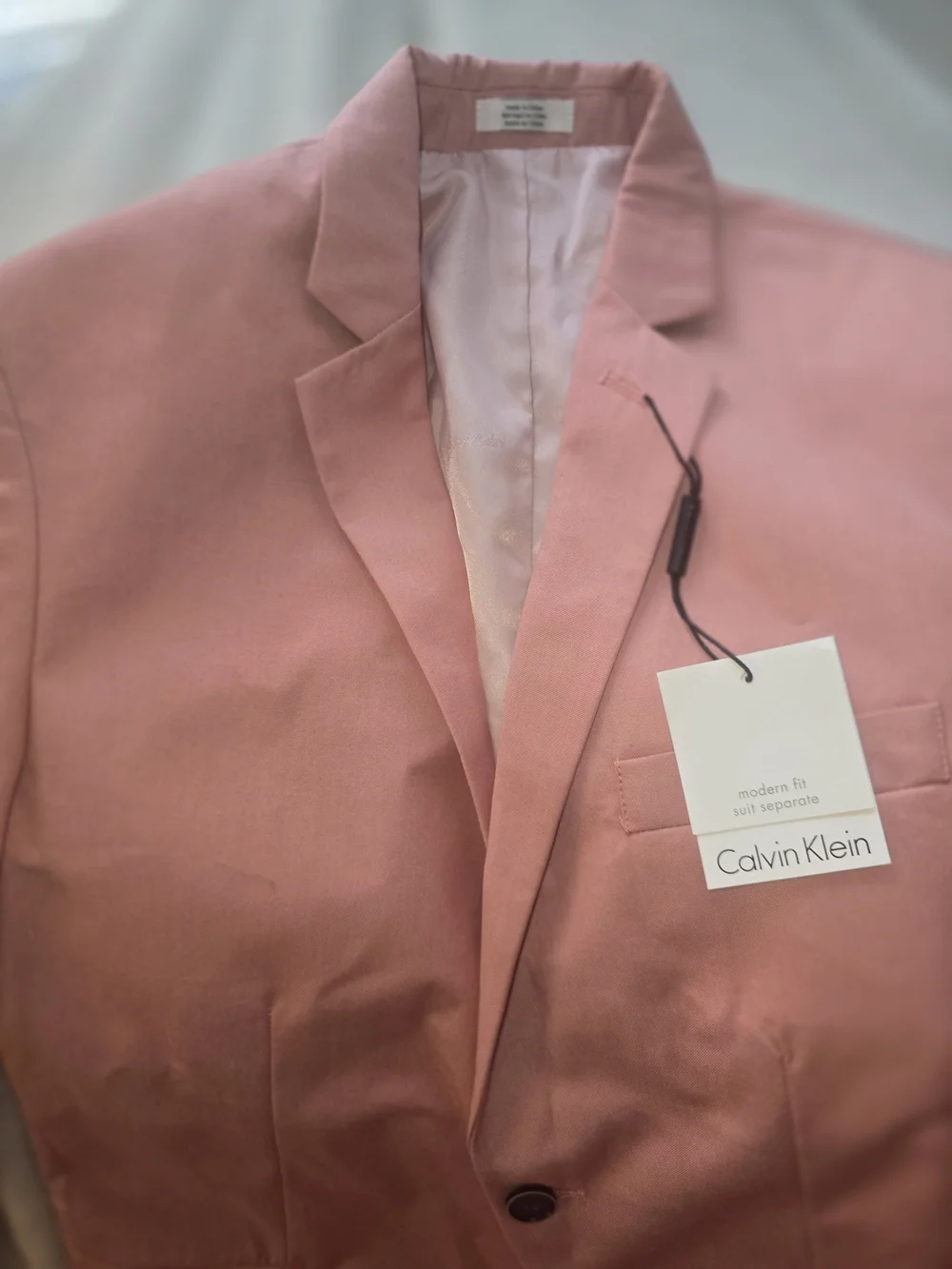 Calvin Klein Men's Pink Blazer - Single-Breasted Suit Jacket 16